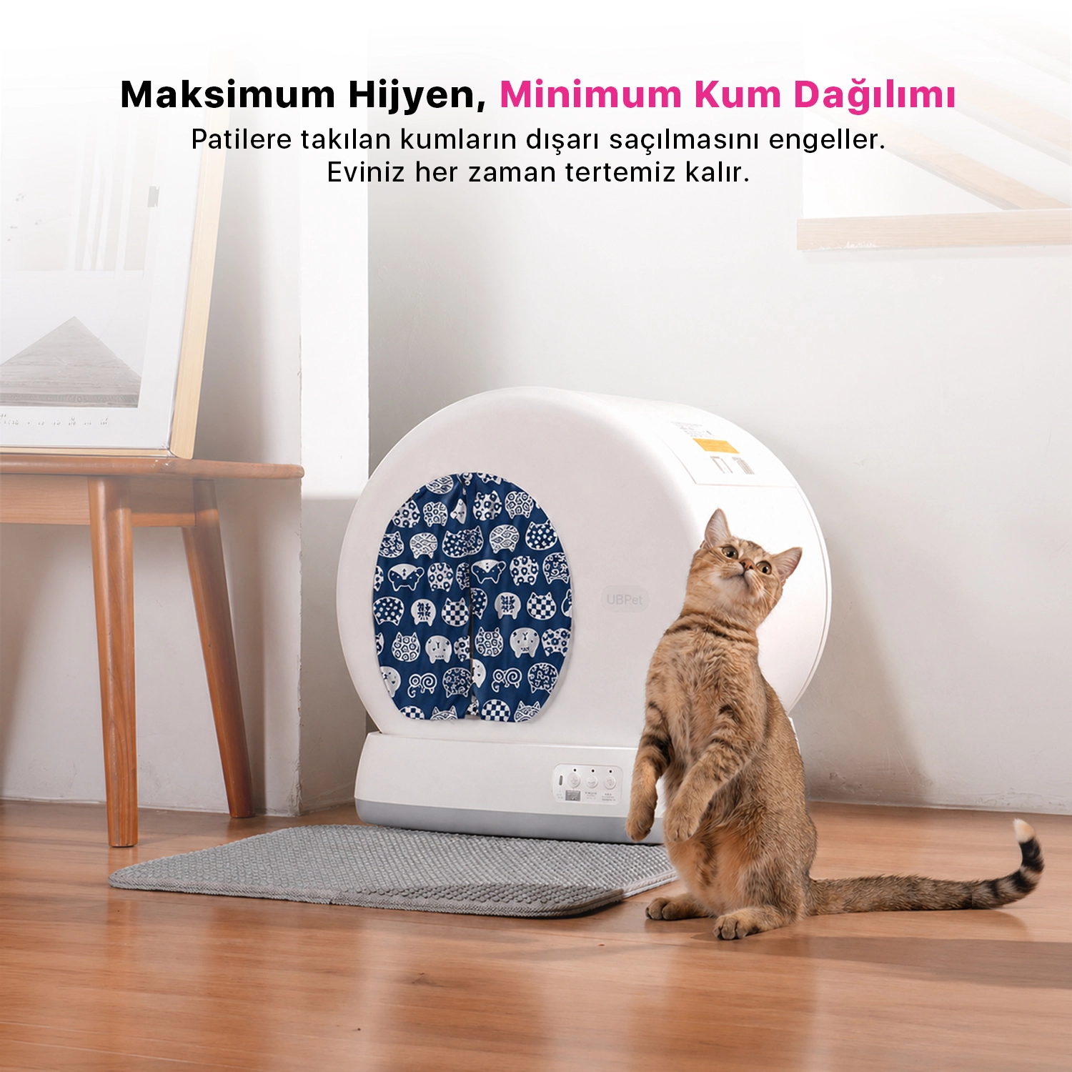 UBPet C10 Pro Uyumlu Kedi Tuvaleti Perdesi | Kum Dağılım Önleyici - Mıknatıslı Giriş, Premium Kumaş - 3