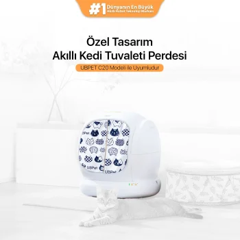 UBPet C20 Uyumlu Kedi Tuvaleti Perdesi | Kum Dağılım Önleyici - Mıknatıslı Giriş, Premium Kumaş